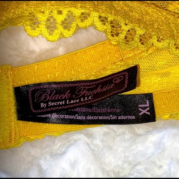 Black Fuchsia by Secret Lace-Lace neon yellow unwire brassiere size XL - Picture 7 of 10